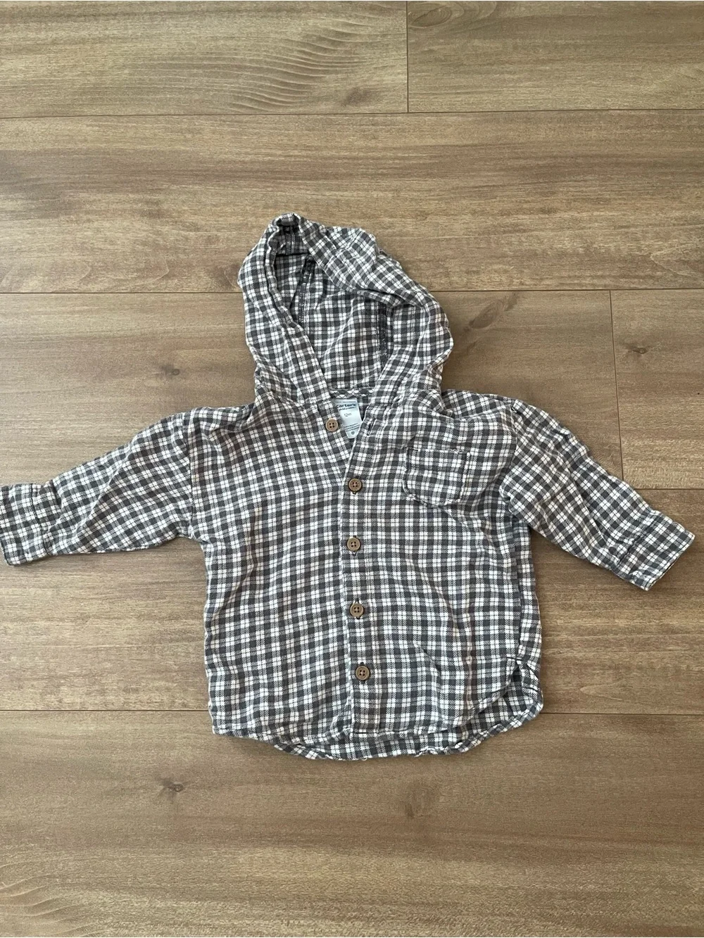 Baby Hooded Plaid Flannel Shirt and Corduroy Pants Outfit Set in Gray Size 12M